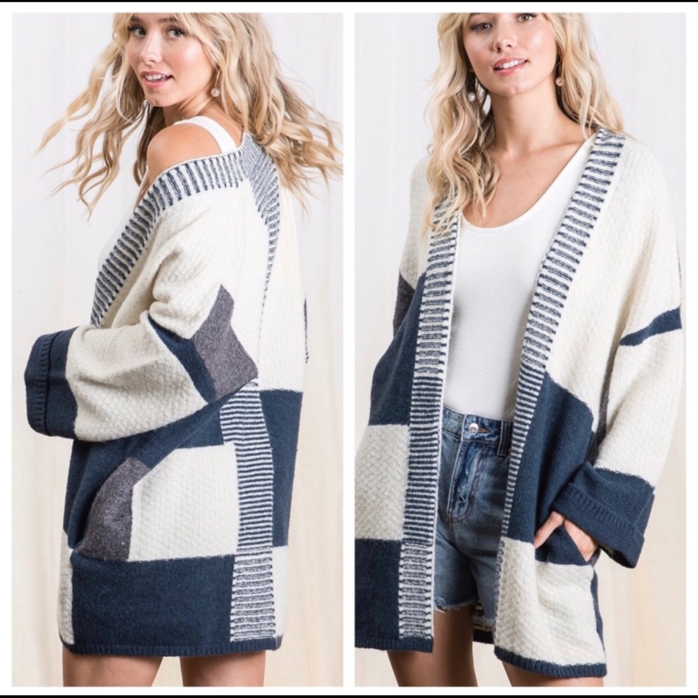 💼 Knit Color-block Cardigan Sweater